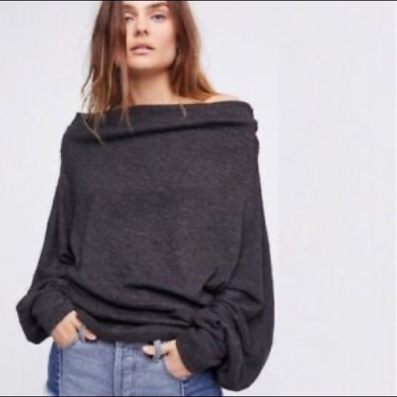 Free People Sweaters - Free People We The Free Dark Grey Off The Shoulder